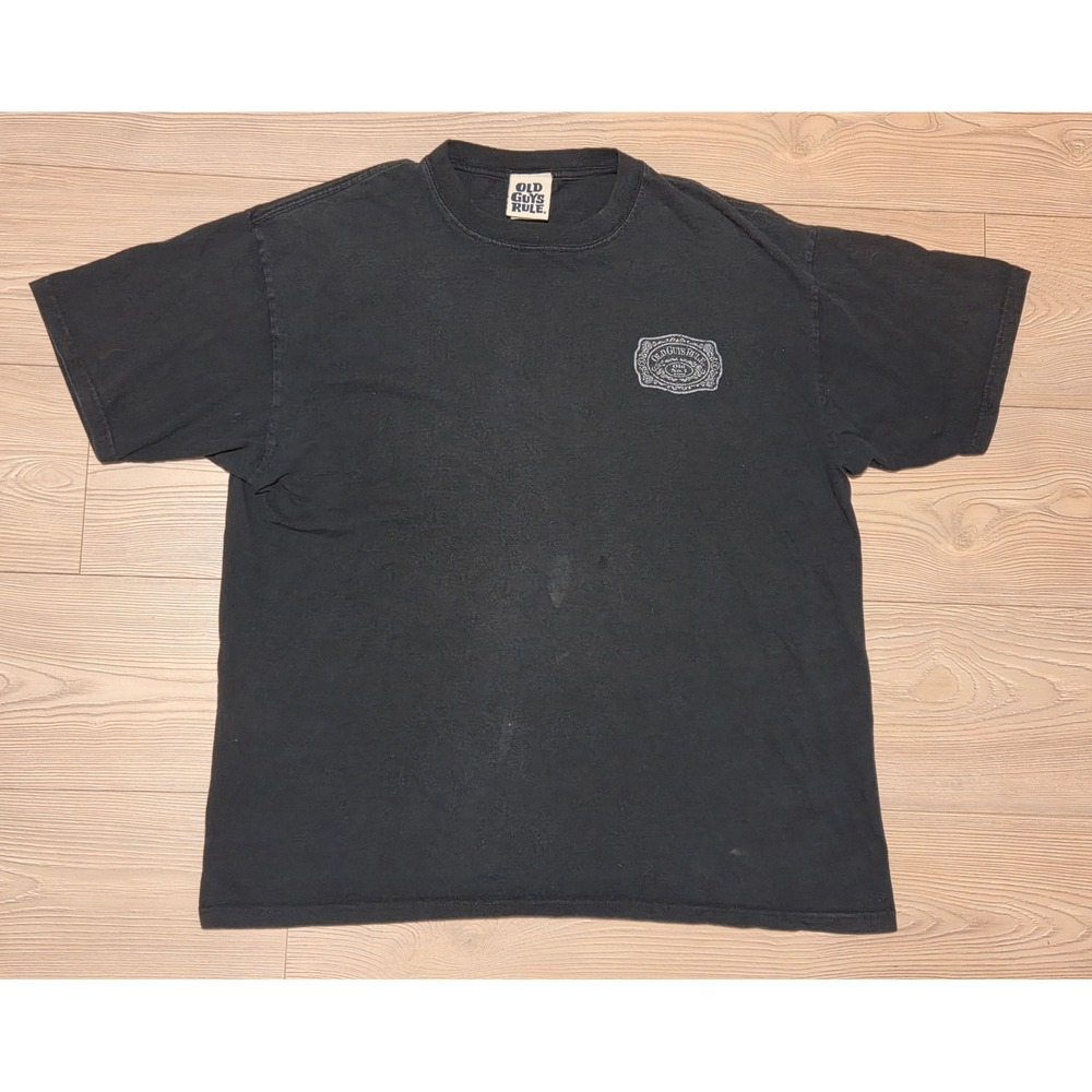 Old Guys Rule Mens XL T-Shirt Black Old No. 1 Brand Whiskey Label Graphic Tee